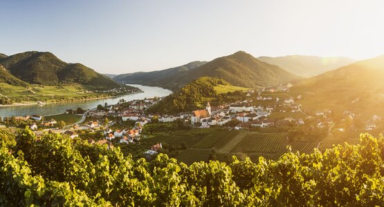 Fluss, Häuser, Berge | © Spitz(c) Niederösterreich Werbung Michael Liebert