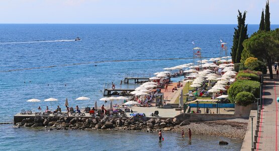 Strand, Sonnenschirme, Menschen  | © (c) Grandhotel Bernardin