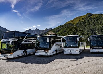 Berge, Blauer Himmel, Bäume | © Busse