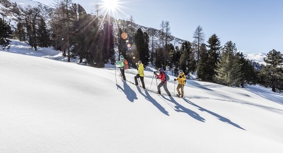 Wandern, Schnee, Wald | © (c)Andrea Badrutt 2018_02_14__D3A2355